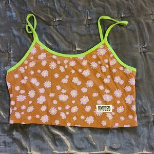 Ragged Jeans Flower Crop Tank